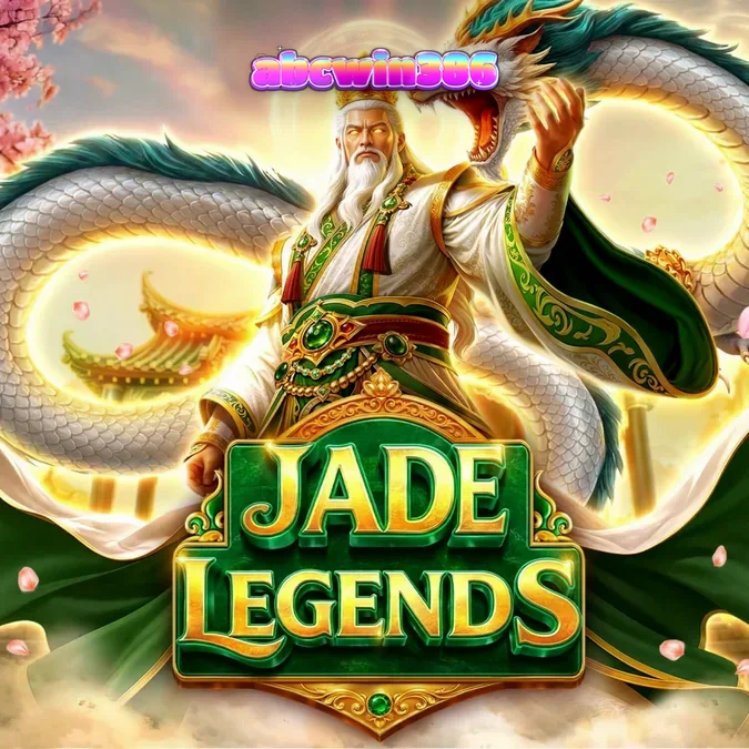 Tampilan visual grid 7x7 pada slot Jade Legends dengan latar belakang naga dan nuansa emas.