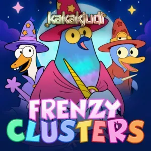 Tampilan visual grid 7x7 pada slot Frenzy Clusters dengan elemen fantasi yang dinamis.